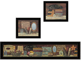 Set Of Three COUNTRY BATH II 5 Black Framed Print Bathroom Wall Art - Homeroots - Flyclothing LLC