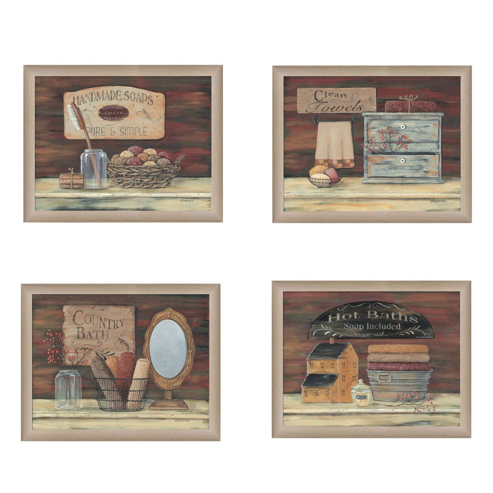 Set Of Four Bathroom II Brown Framed Print Bathroom Wall Art - Homeroots - Flyclothing LLC