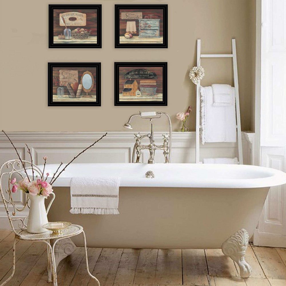 Set Of Four Bathroom Collection II 1 Black Framed Print Bathroom Wall Art - Homeroots - Flyclothing LLC