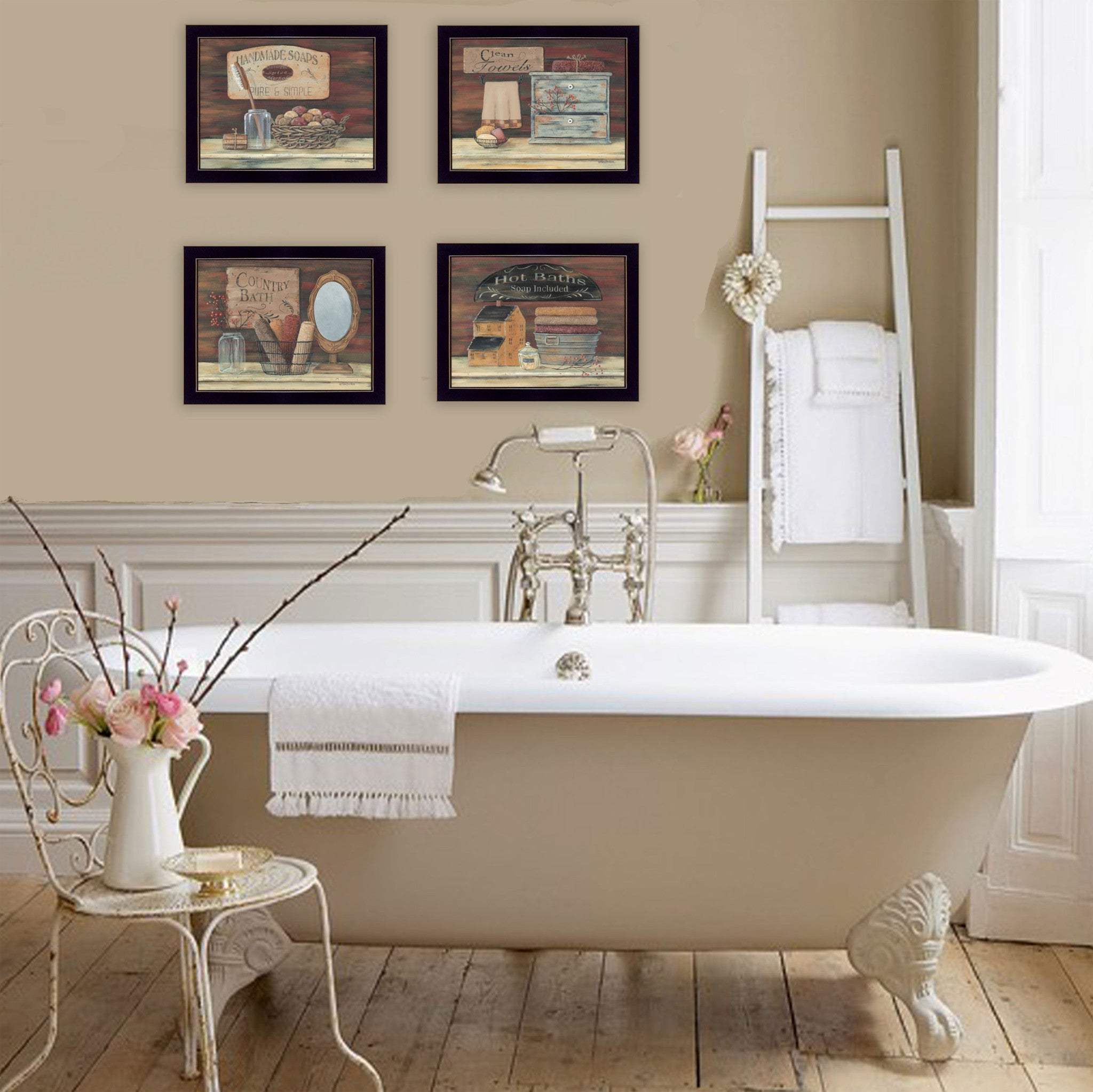 Set Of Four Bathroom Collection II 2 Black Framed Print Bathroom Wall Art - Homeroots - Flyclothing LLC