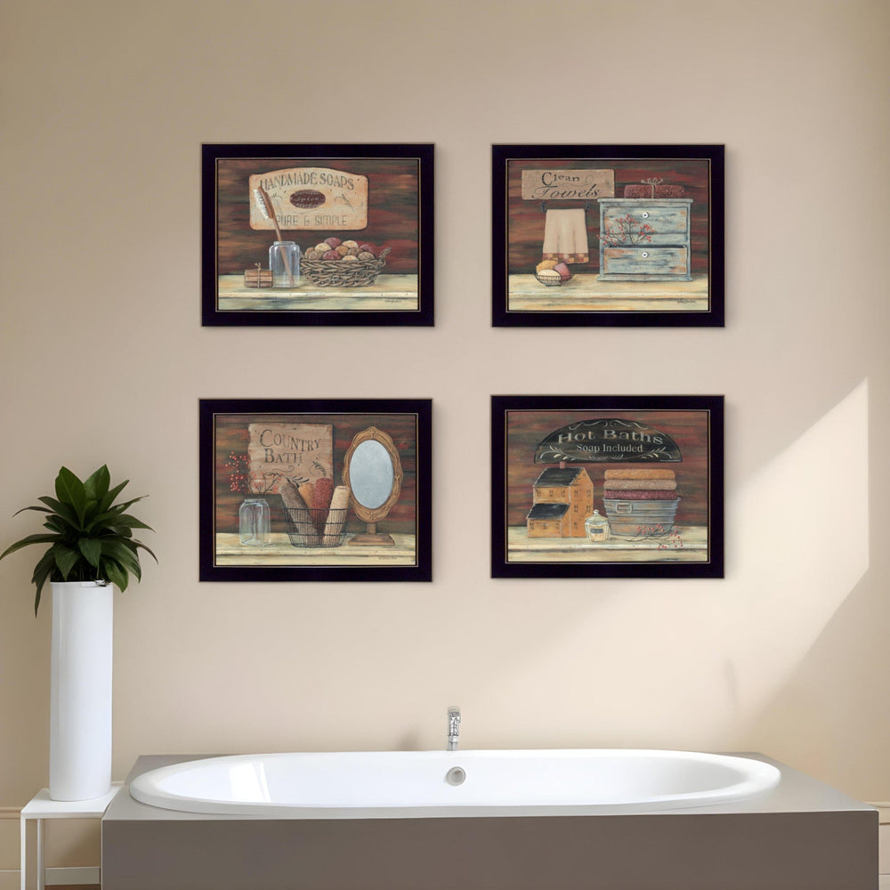 Set Of Four Bathroom Collection II 2 Black Framed Print Bathroom Wall Art - Homeroots