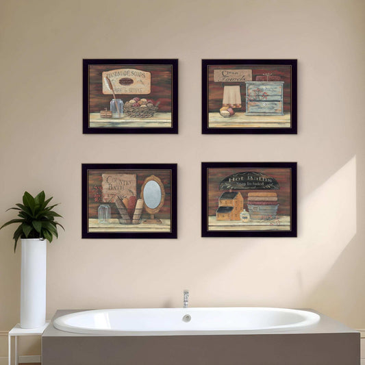 Set Of Four Bathroom Collection II 2 Black Framed Print Bathroom Wall Art - Homeroots - Flyclothing LLC