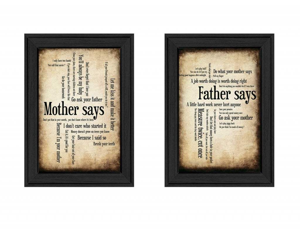 Set Of Two Parents Black Framed Print Wall Art - Homeroots - Flyclothing LLC