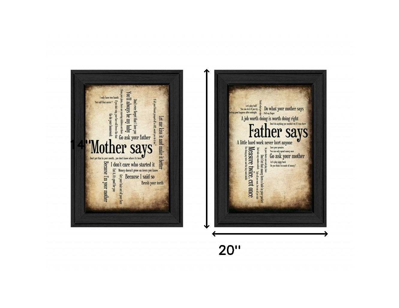 Set Of Two Parents Black Framed Print Wall Art - Homeroots - Flyclothing LLC