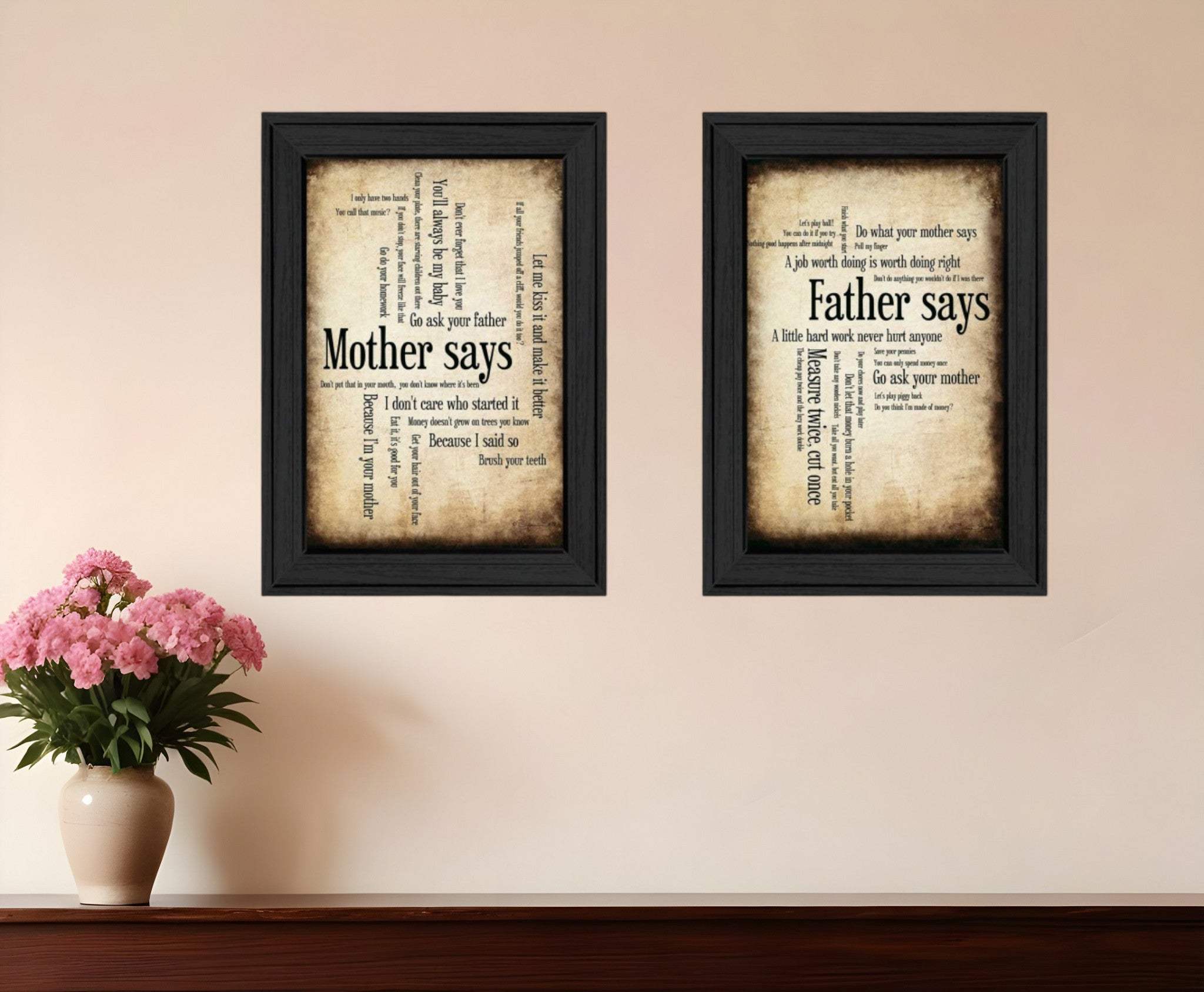 Set Of Two Parents Black Framed Print Wall Art - Homeroots - Flyclothing LLC