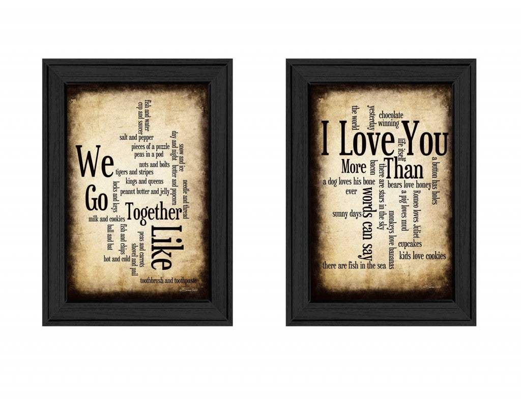 Set Of Two Sentiment Black Framed Print Wall Art - Homeroots - Flyclothing LLC