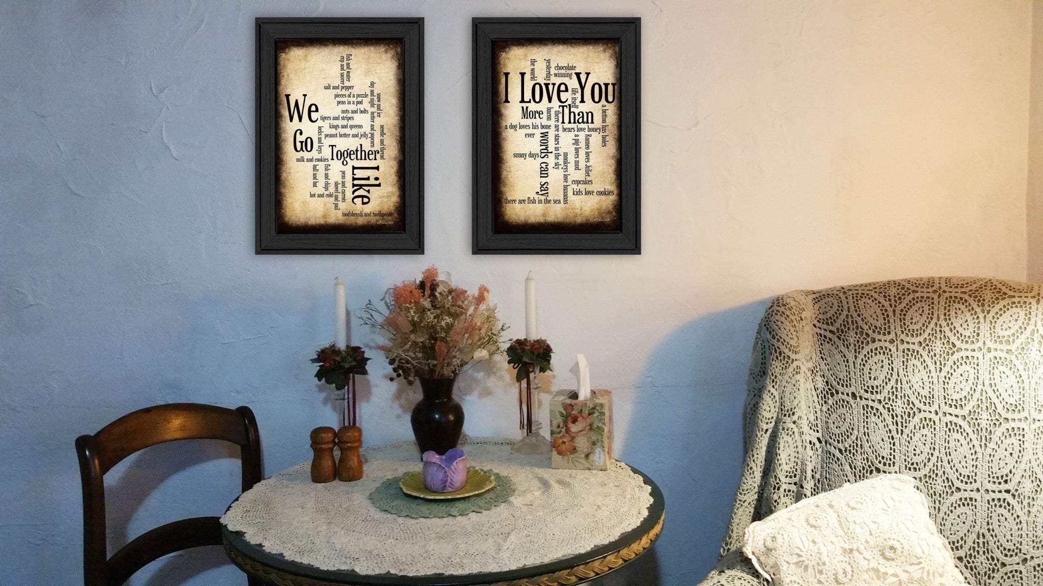 Set Of Two Sentiment Black Framed Print Wall Art - Homeroots - Flyclothing LLC