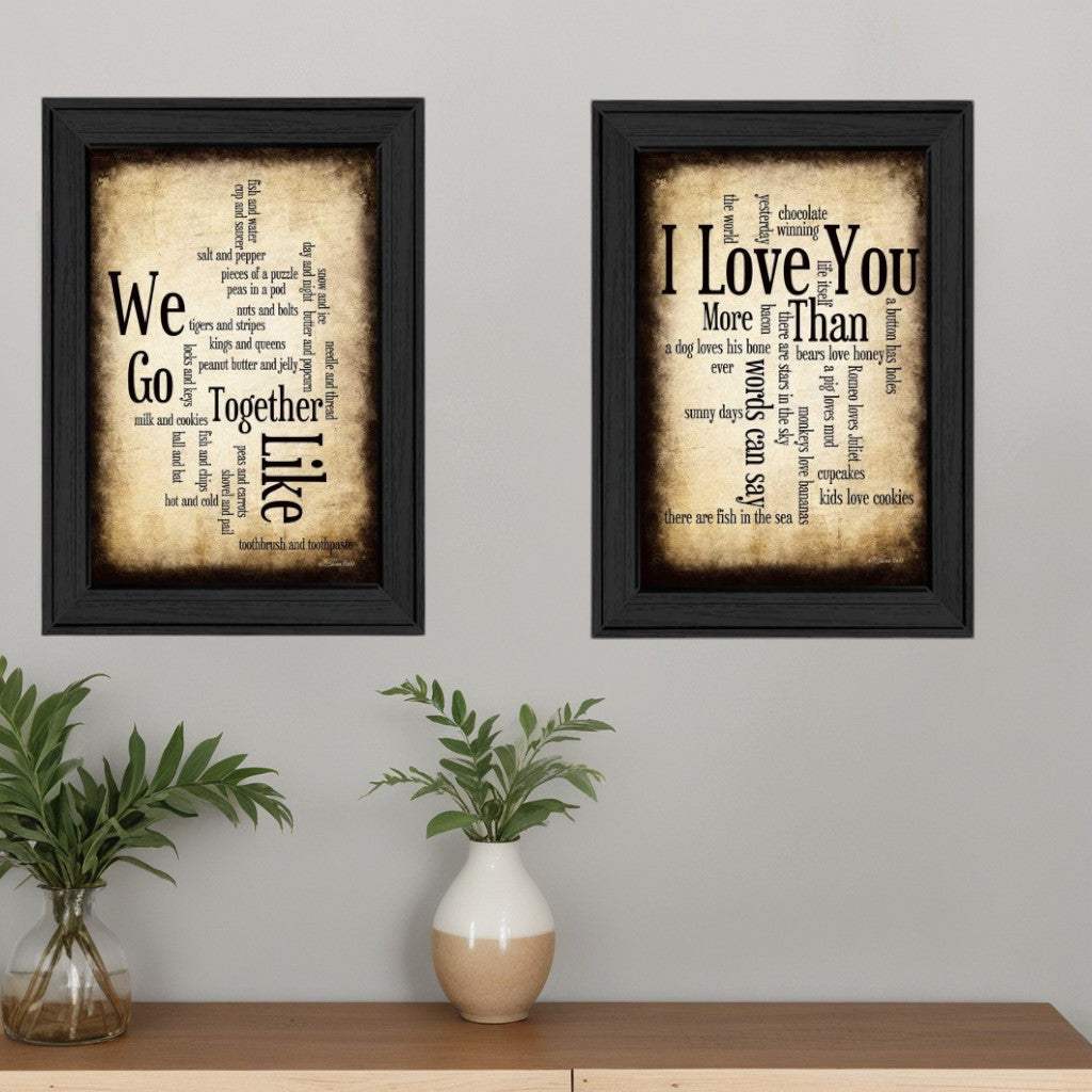 Set Of Two Sentiment Black Framed Print Wall Art - Homeroots - Flyclothing LLC