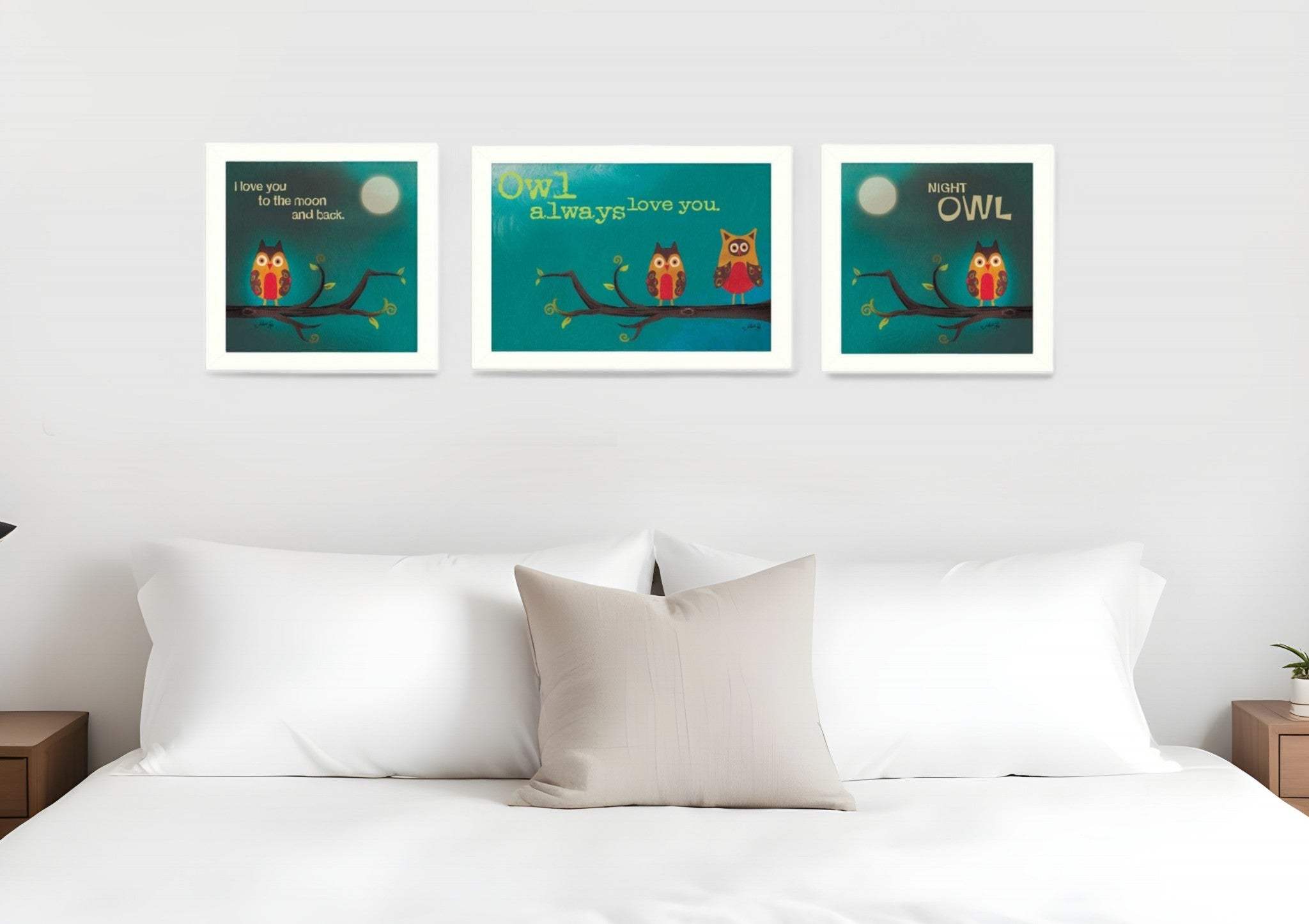 Set Of Three Owls II White Framed Print Wall Art - Homeroots - Flyclothing LLC