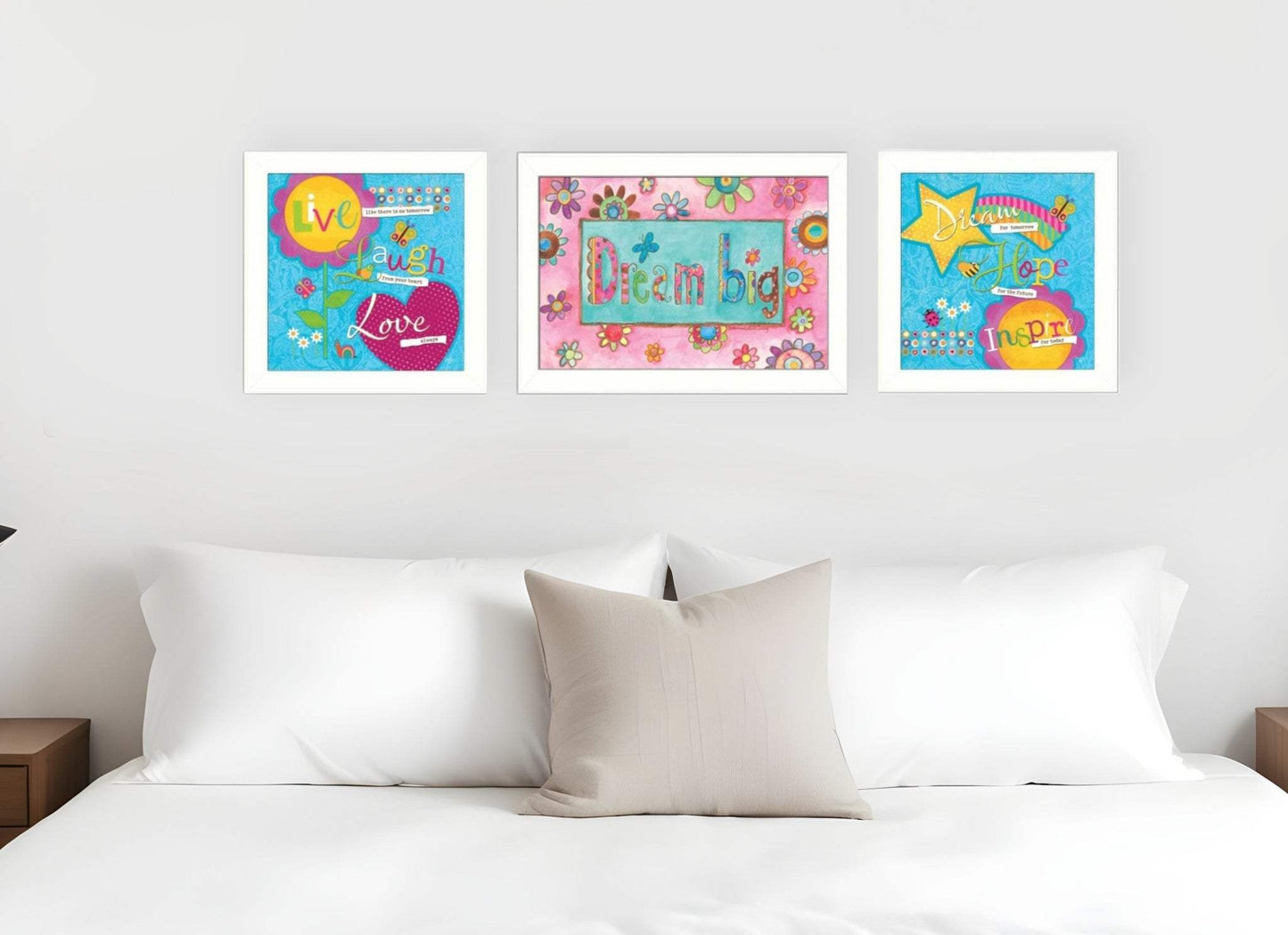 Set Of Three Dream White Framed Print Wall Art - Homeroots - Flyclothing LLC