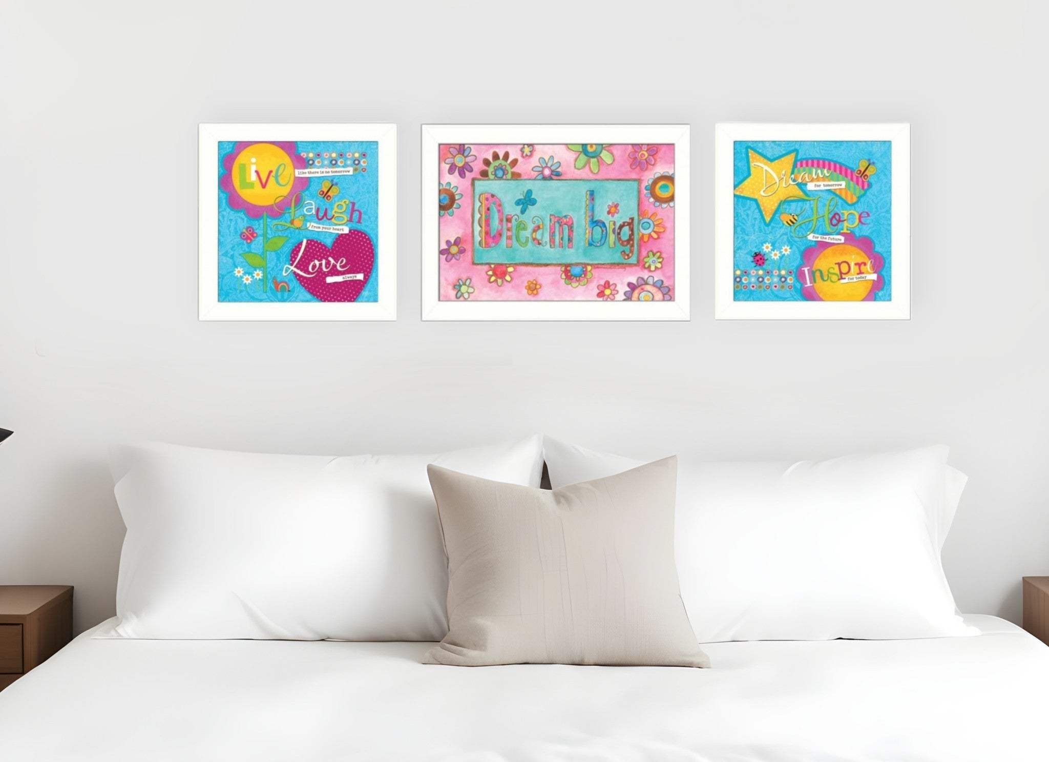 Set Of Three Dream White Framed Print Wall Art - Homeroots - Flyclothing LLC