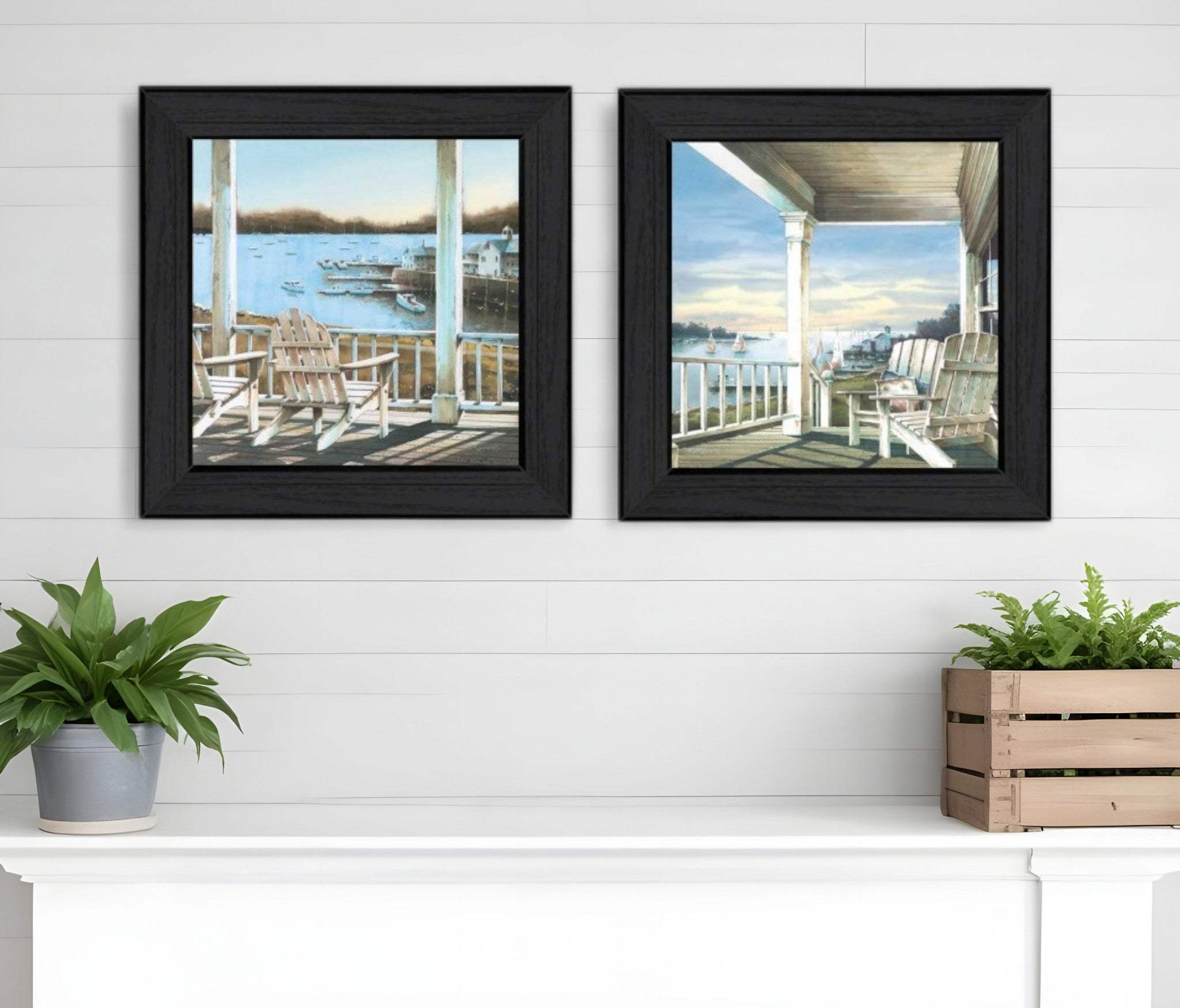 Set Of Two Lake Side Black Framed Print Wall Art - Homeroots - Flyclothing LLC