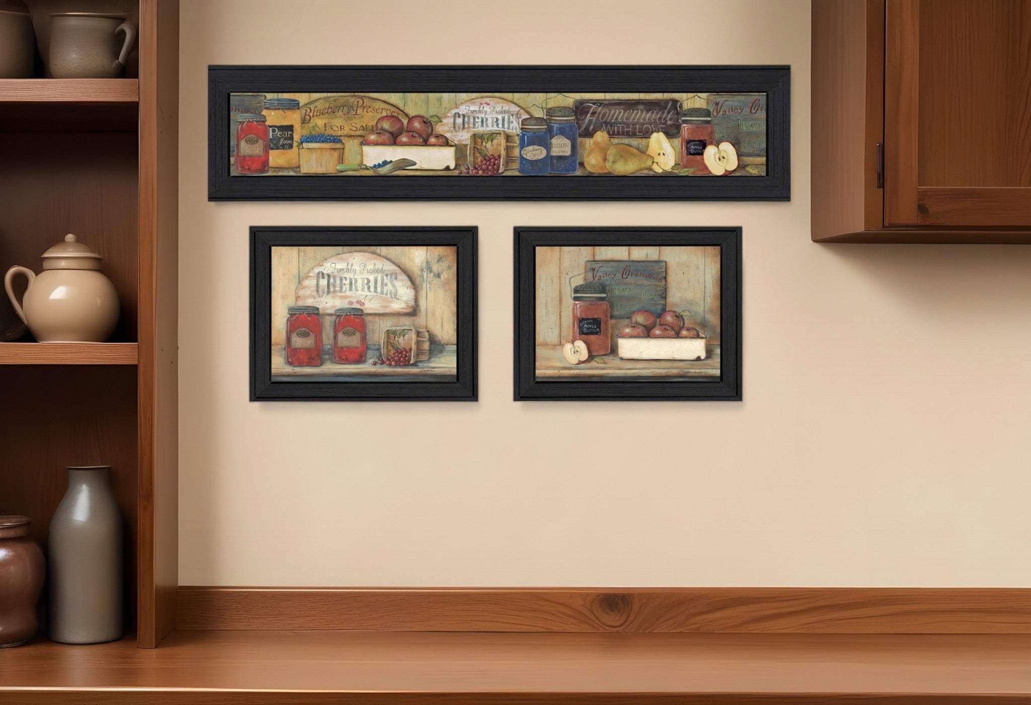 Set Of Three Kitchen Black Framed Print Kitchen Wall Art - Homeroots - Flyclothing LLC