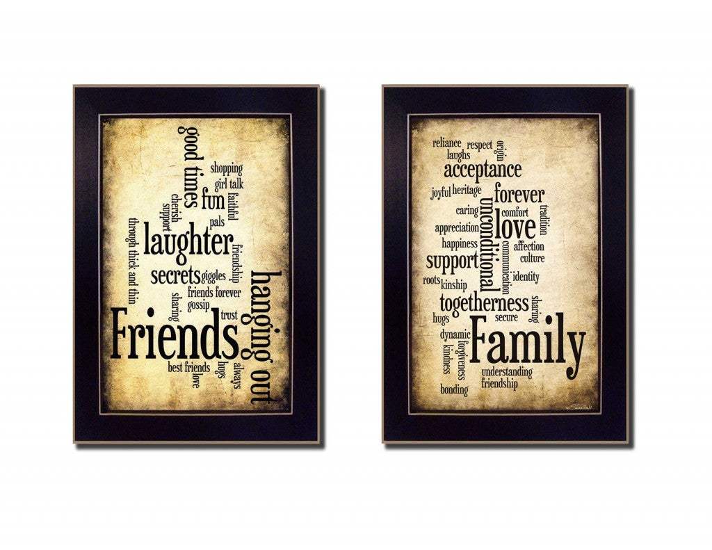 Set Of Two Friends and Family Black Framed Print Wall Art - Homeroots - Flyclothing LLC