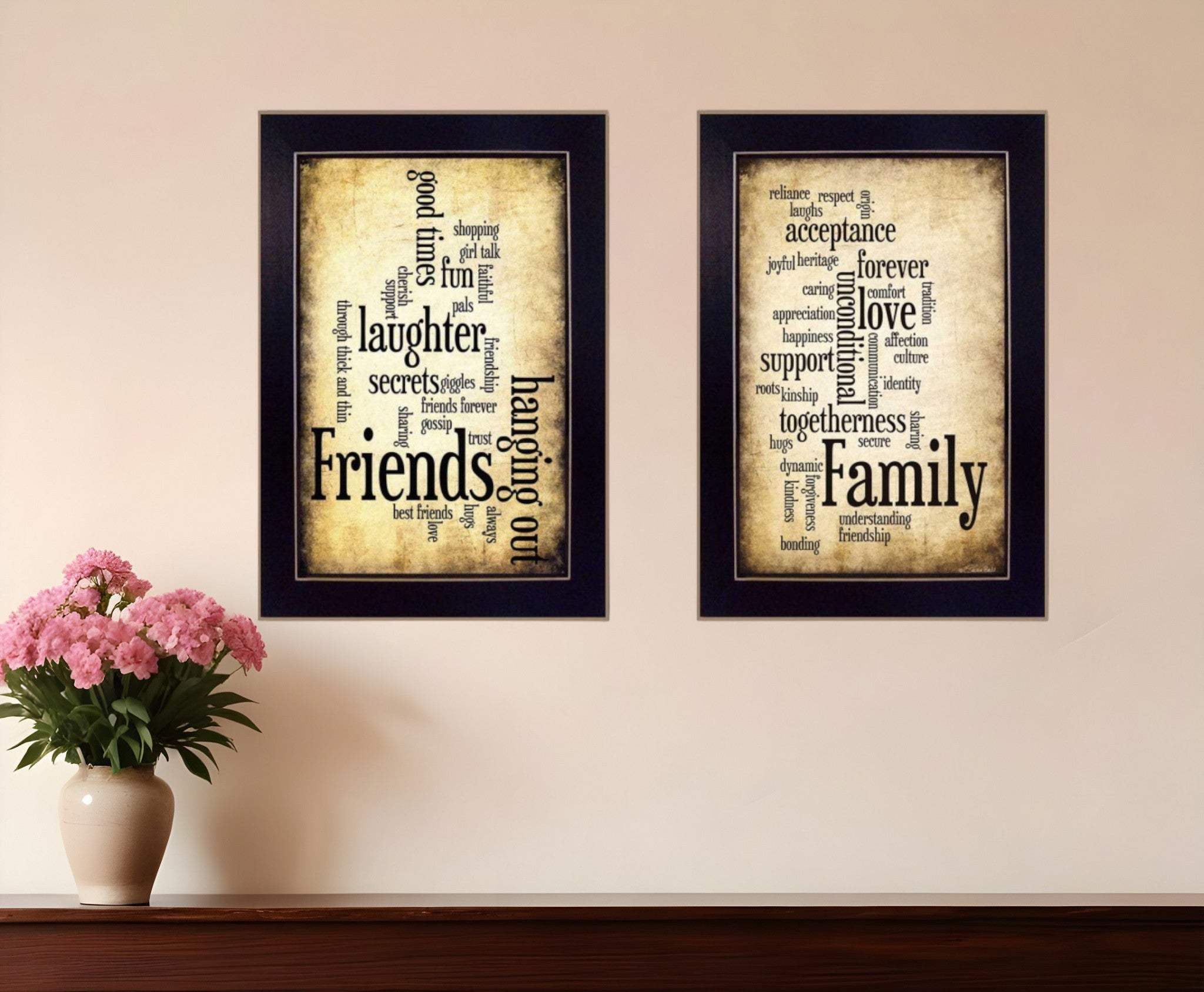 Set Of Two Friends and Family Black Framed Print Wall Art - Homeroots - Flyclothing LLC