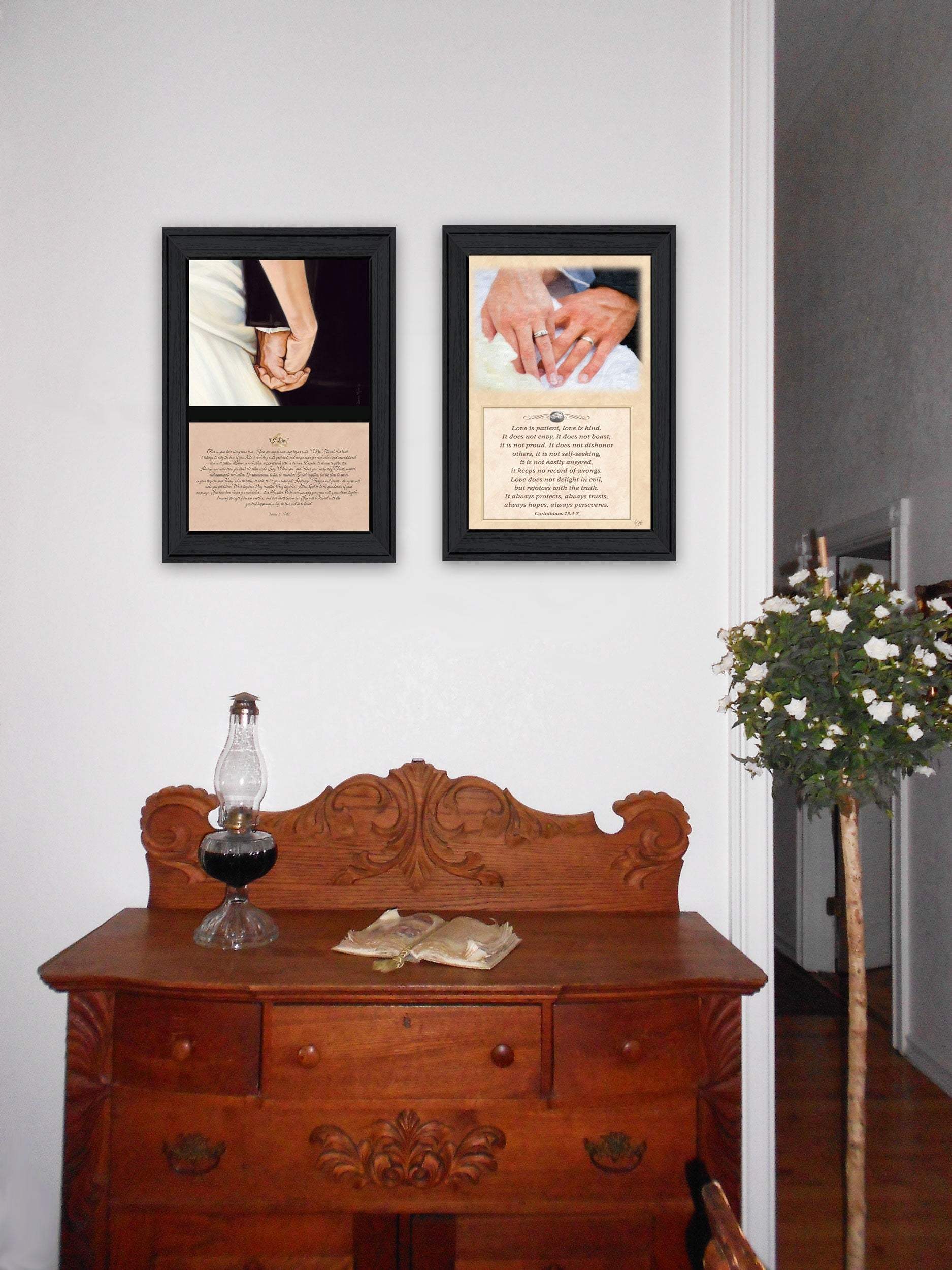 Set Of Two Marriage Black Framed Print Wall Art - Homeroots - Flyclothing LLC