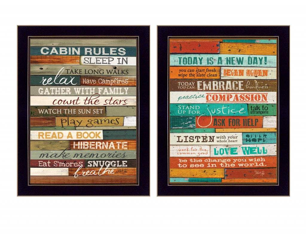 Set Of Two Wood Plank Black Framed Print Wall Art - Homeroots - Flyclothing LLC