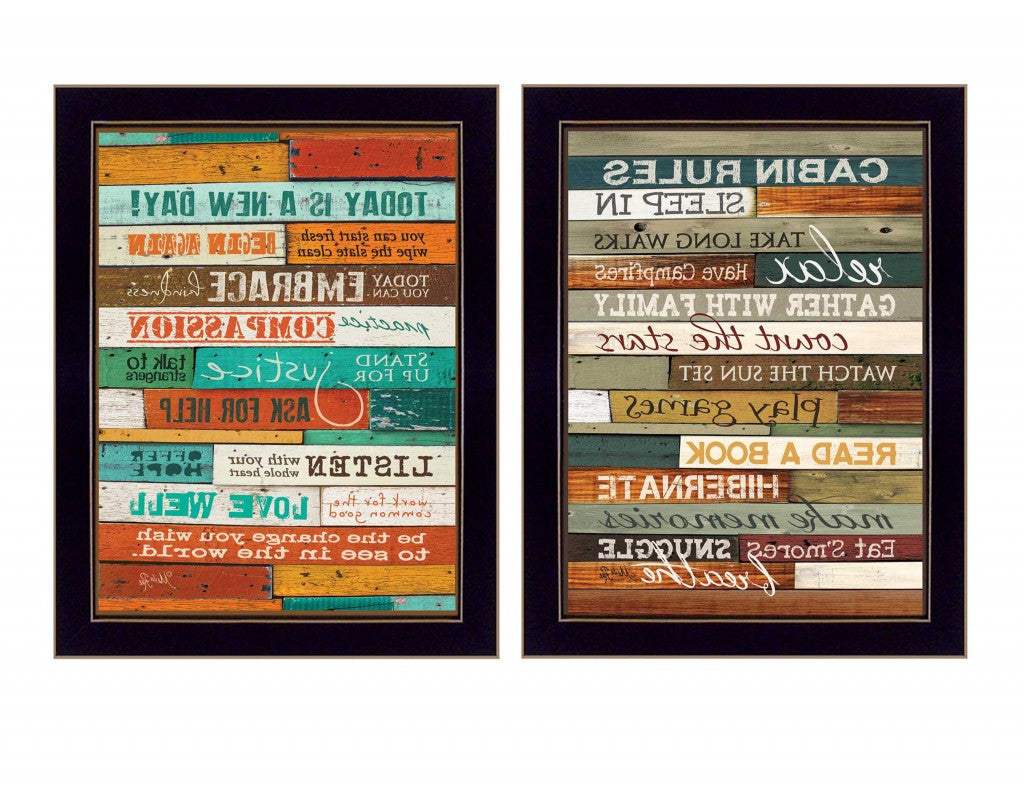Set Of Two Wood Plank Black Framed Print Wall Art - Homeroots - Flyclothing LLC