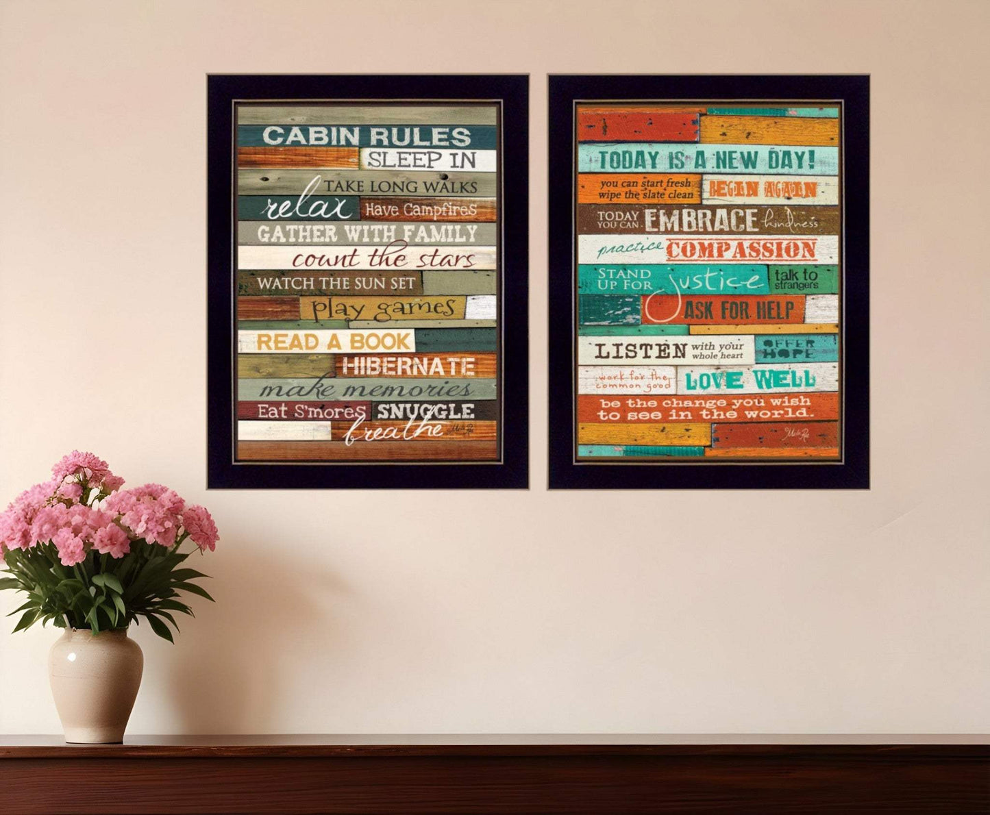 Set Of Two Wood Plank Black Framed Print Wall Art - Homeroots - Flyclothing LLC