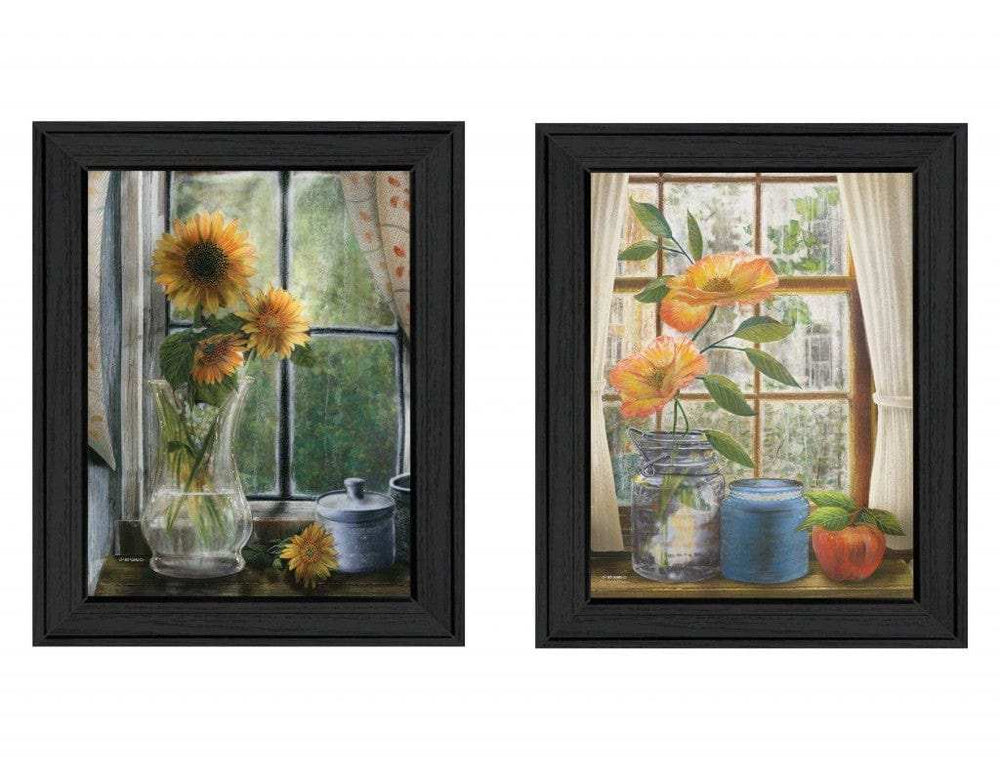 Set Of Two Flowers 1 Black Framed Print Wall Art - Homeroots - Flyclothing LLC