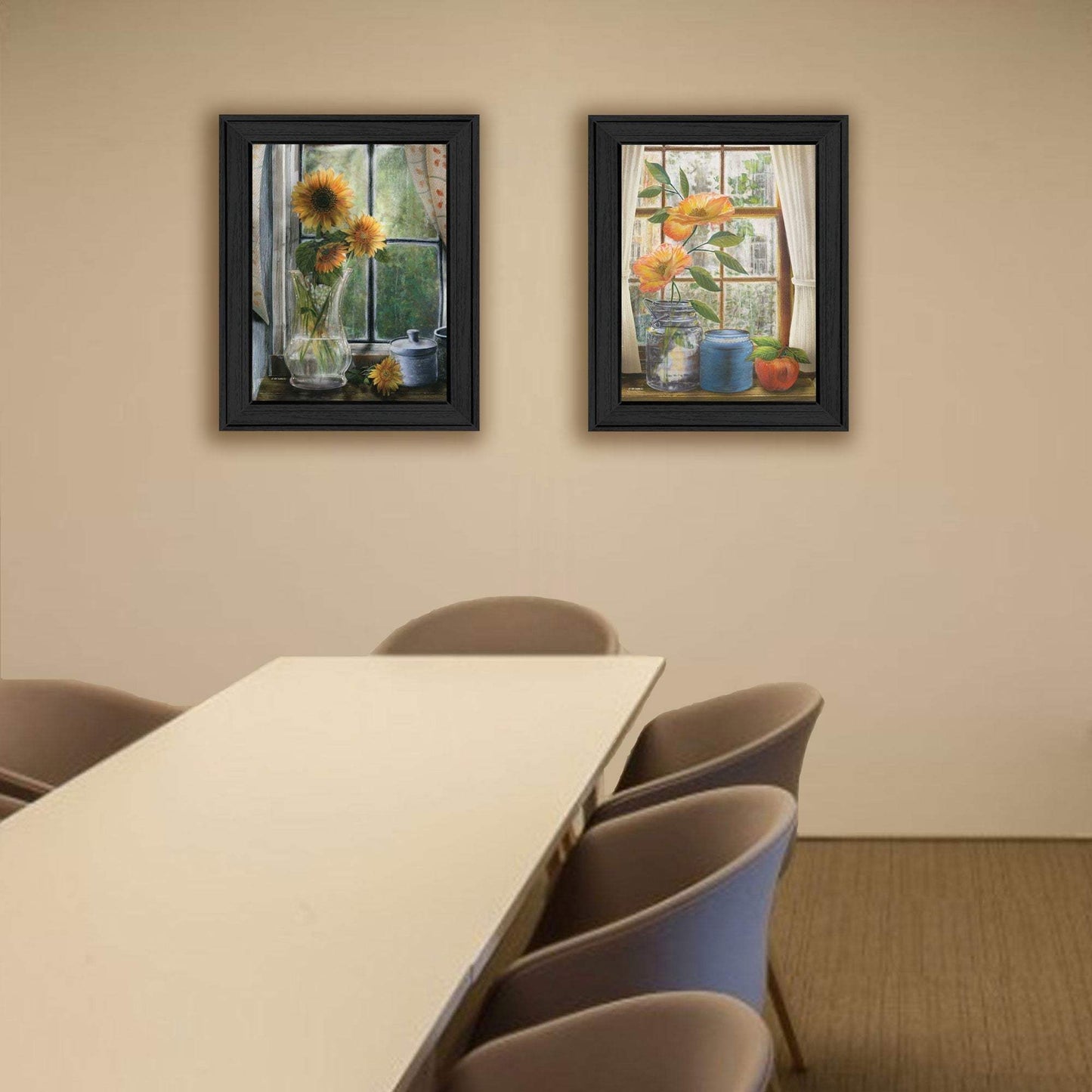 Set Of Two Flowers 1 Black Framed Print Wall Art - Homeroots - Flyclothing LLC
