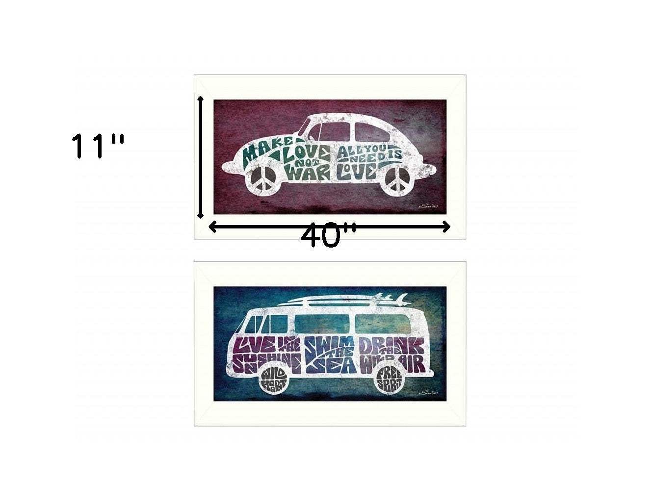 Set Of Two Retro White Framed Print Wall Art - Homeroots - Flyclothing LLC