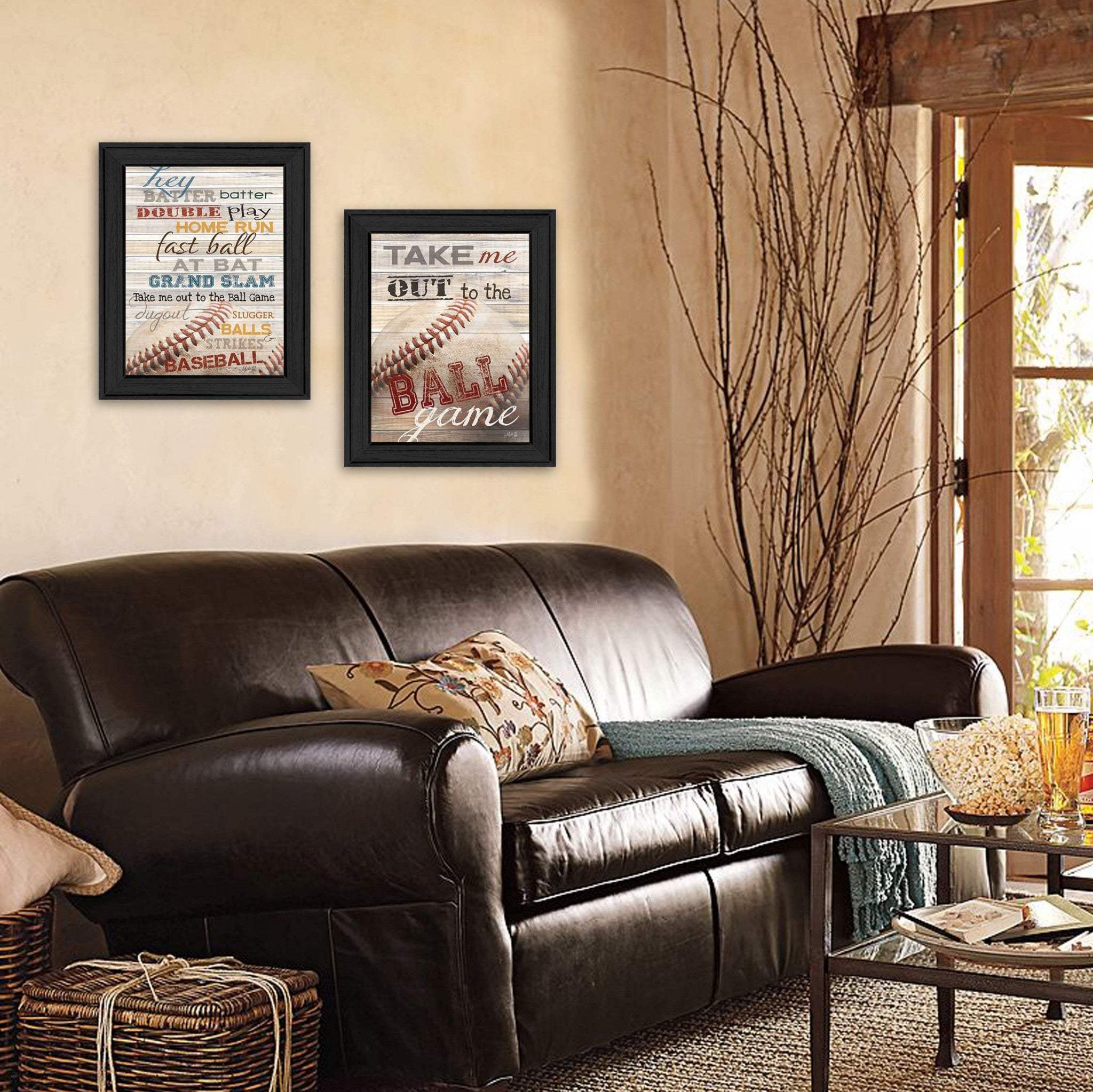 Set Of Two Baseball 1 Black Framed Print Wall Art - Homeroots - Flyclothing LLC