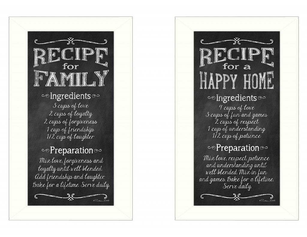 Set Of Two Family Recipe White Framed Print Wall Art - Homeroots - Flyclothing LLC