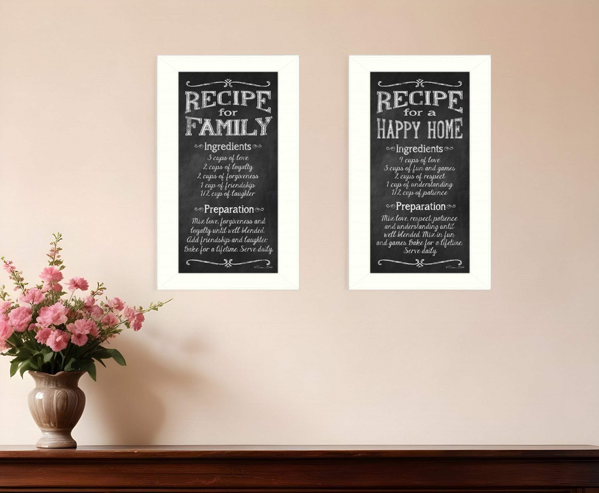 Set Of Two Family Recipe White Framed Print Wall Art - Homeroots - Flyclothing LLC