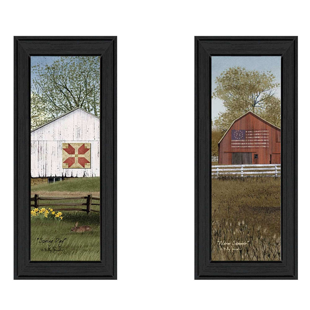 Set Of Two Country Barns 3 Black Framed Print Wall Art - Homeroots - Flyclothing LLC