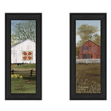 Set Of Two Country Barns 3 Black Framed Print Wall Art - Homeroots