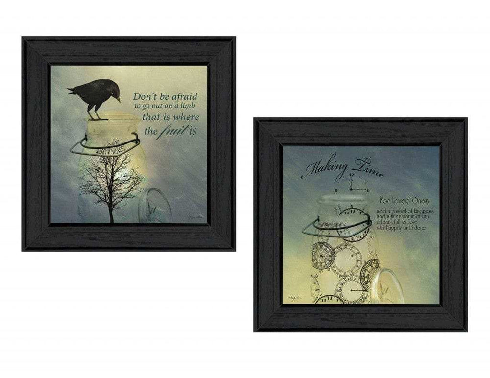 Set Of Two Glass Jars Black Framed Print Kitchen Wall Art - Homeroots - Flyclothing LLC