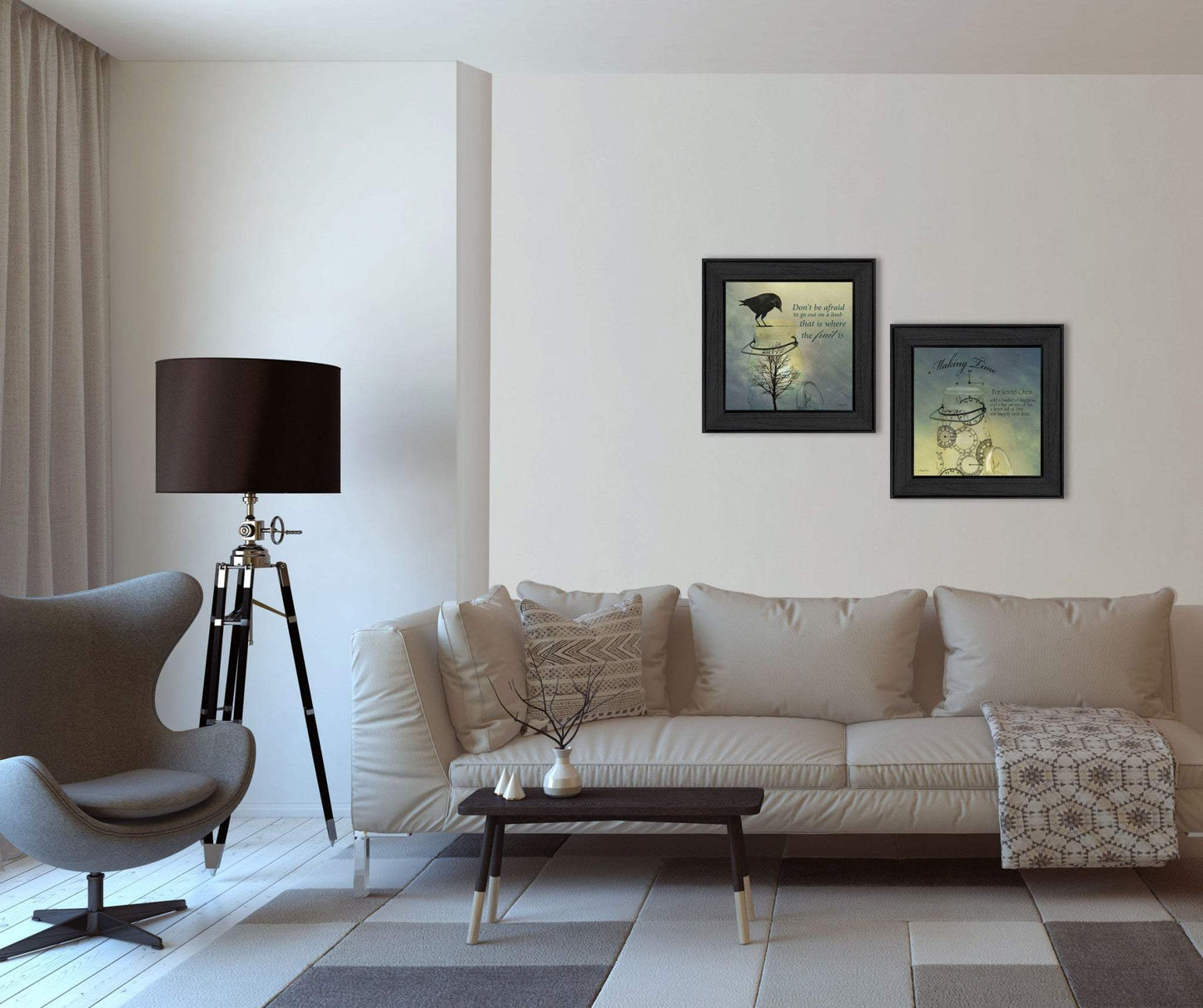 Set Of Two Glass Jars Black Framed Print Kitchen Wall Art - Homeroots - Flyclothing LLC