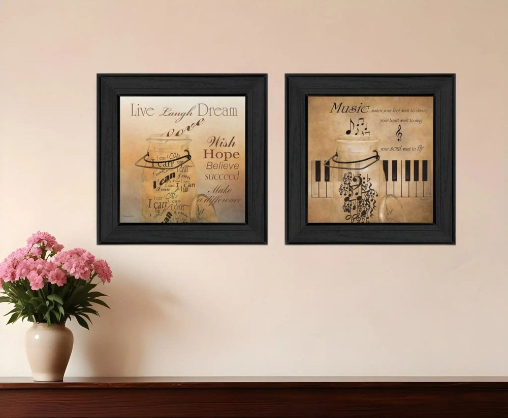 Set Of Two Music 3 Black Framed Print Wall Art - Homeroots