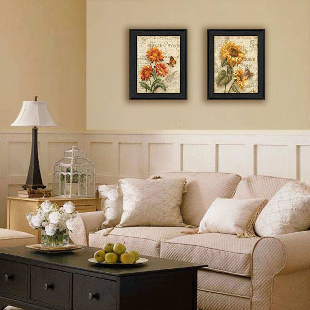 Set Of Two Flowers 2 Black Framed Print Wall Art - Homeroots - Flyclothing LLC