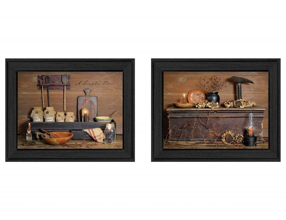 Set Of Two Rustic Black Framed Print Wall Art - Homeroots - Flyclothing LLC