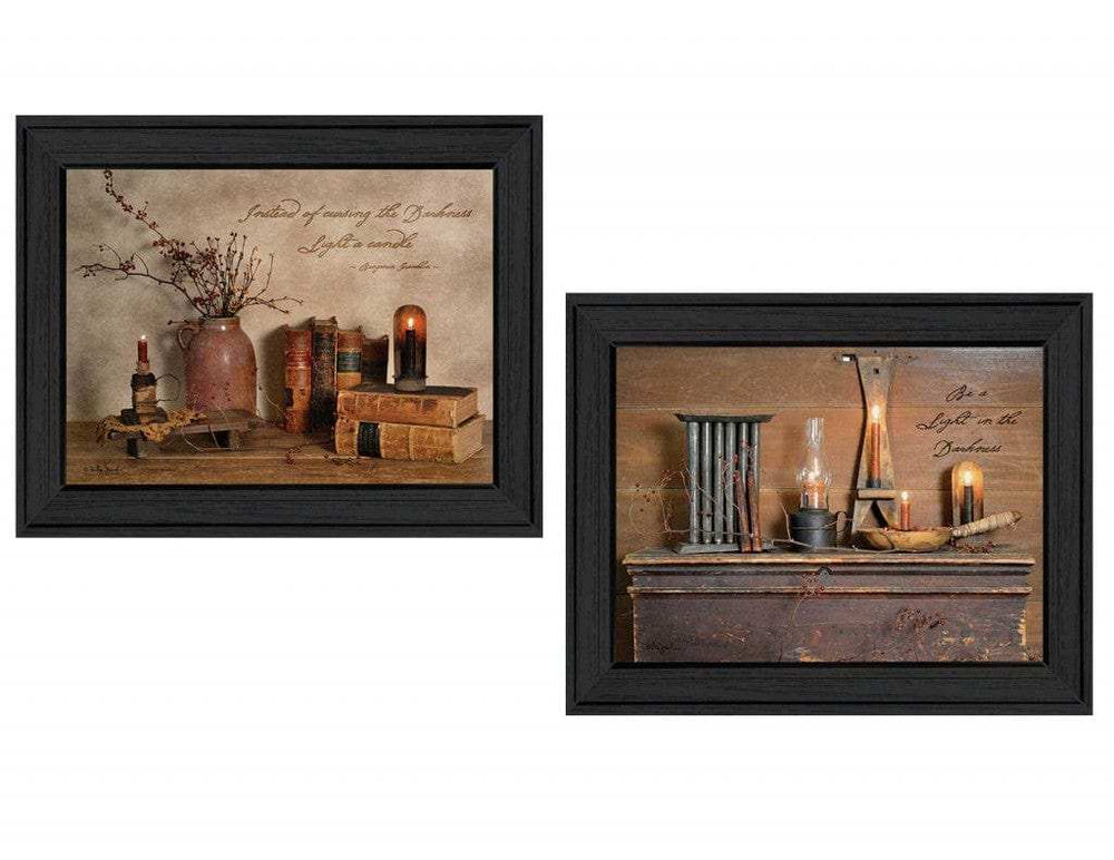 Set Of Two Candles Black Framed Print Wall Art - Homeroots - Flyclothing LLC