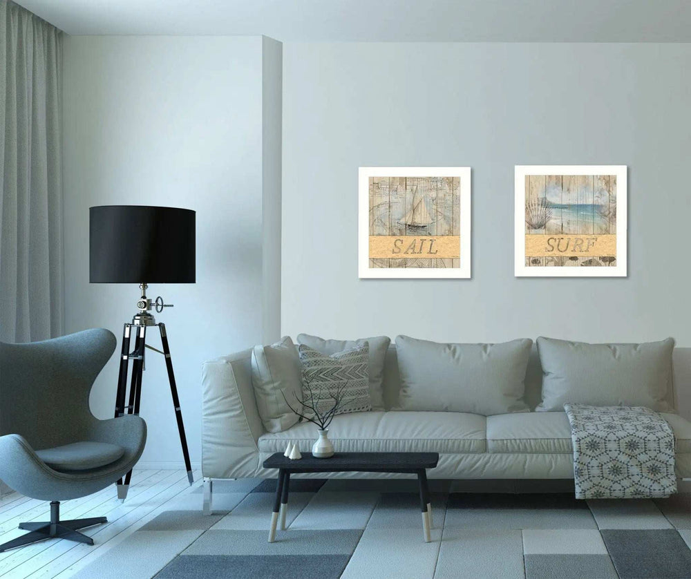 Set Of Two Sail or Surf White Framed Print Wall Art - Homeroots - Flyclothing LLC