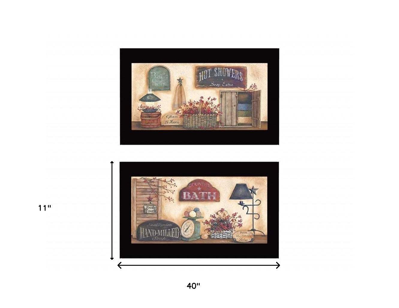Set Of Two Bath 1 Black Framed Print Bathroom Wall Art - Homeroots - Flyclothing LLC