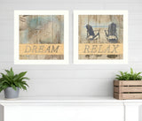 Set Of Two Dream or Relax White Framed Print Wall Art - Homeroots