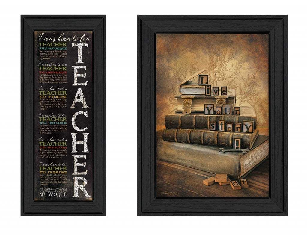 Set Of Two School Black Framed Print Wall Art - Homeroots - Flyclothing LLC