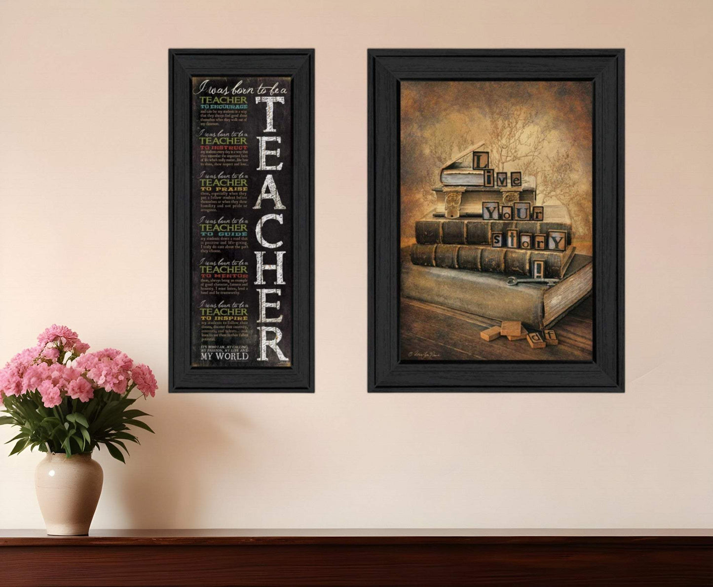 Set Of Two School Black Framed Print Wall Art - Homeroots - Flyclothing LLC