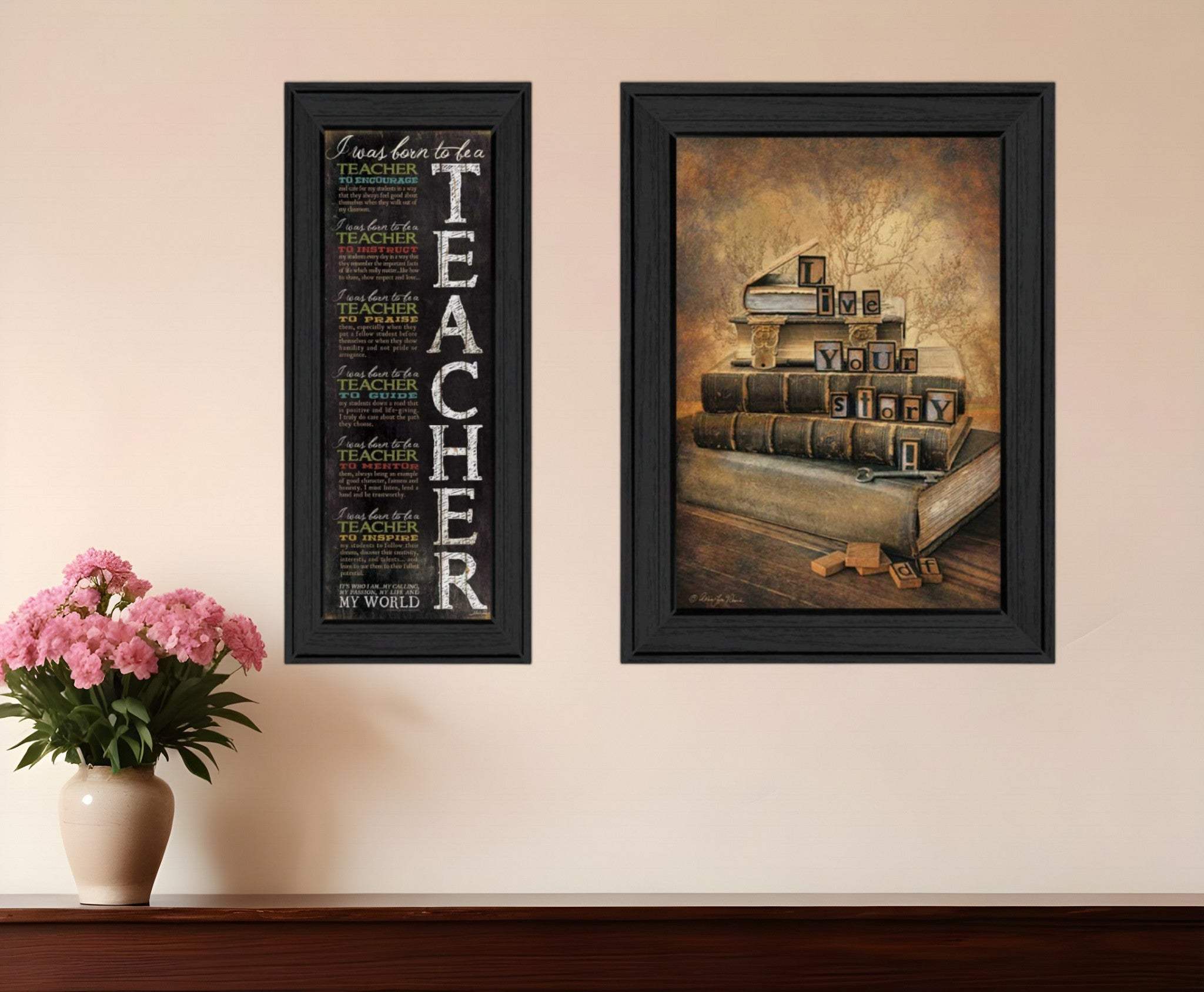 Set Of Two School Black Framed Print Wall Art - Homeroots - Flyclothing LLC