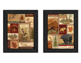 Set Of Two Lodge Collage Black Framed Print Wall Art - Homeroots