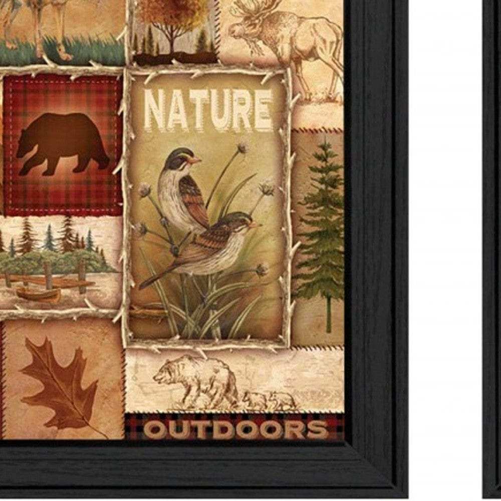 Set Of Two Lodge Collage Black Framed Print Wall Art - Homeroots - Flyclothing LLC