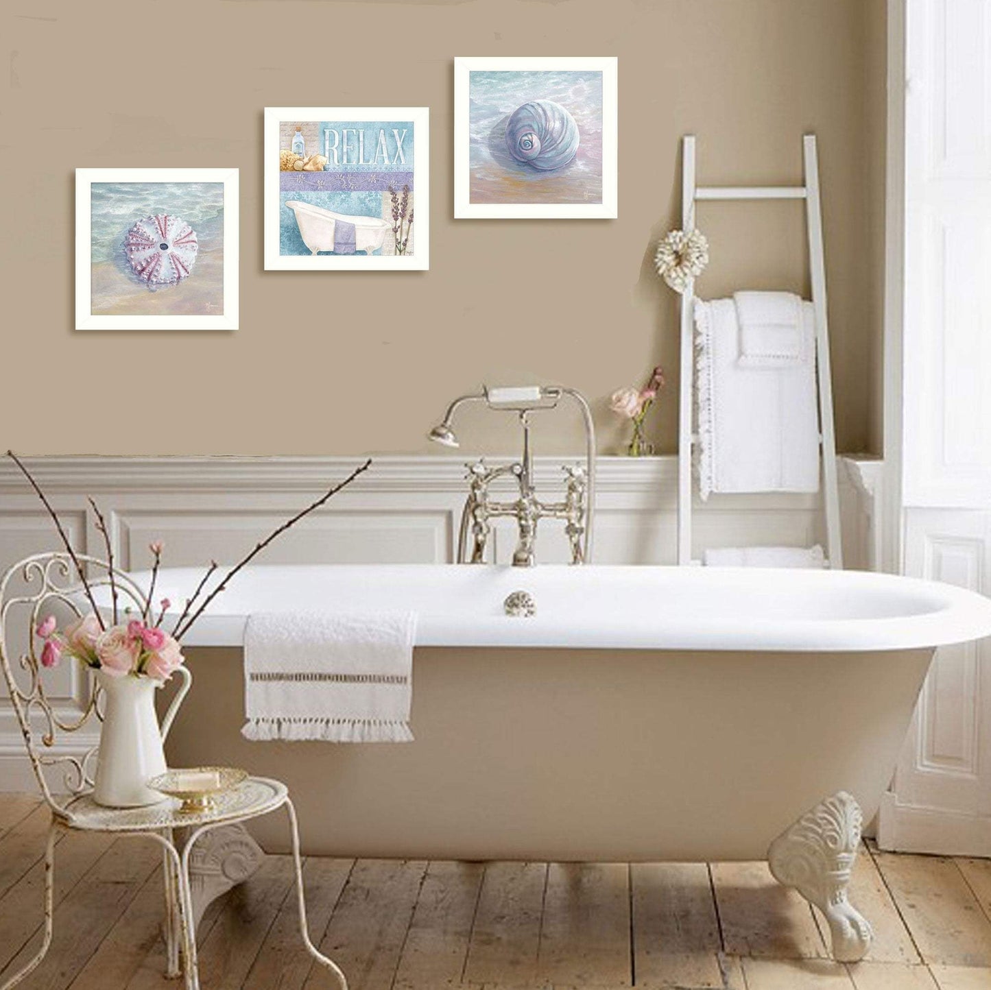 Set Of Three Shells I White Framed Print Bathroom Wall Art - Homeroots - Flyclothing LLC