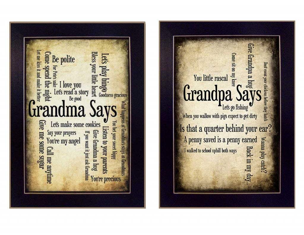 Set Of Two Grandparents Black Framed Print Wall Art - Homeroots - Flyclothing LLC