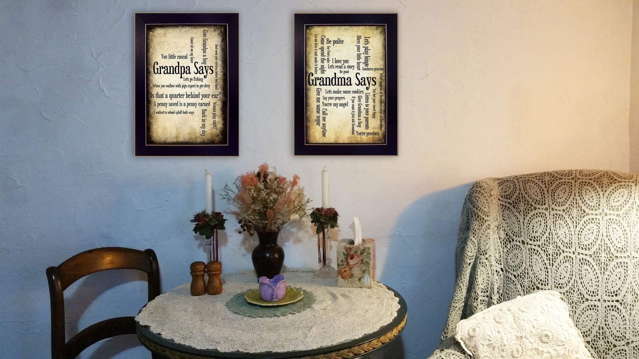 Set Of Two Grandparents Black Framed Print Wall Art - Homeroots - Flyclothing LLC