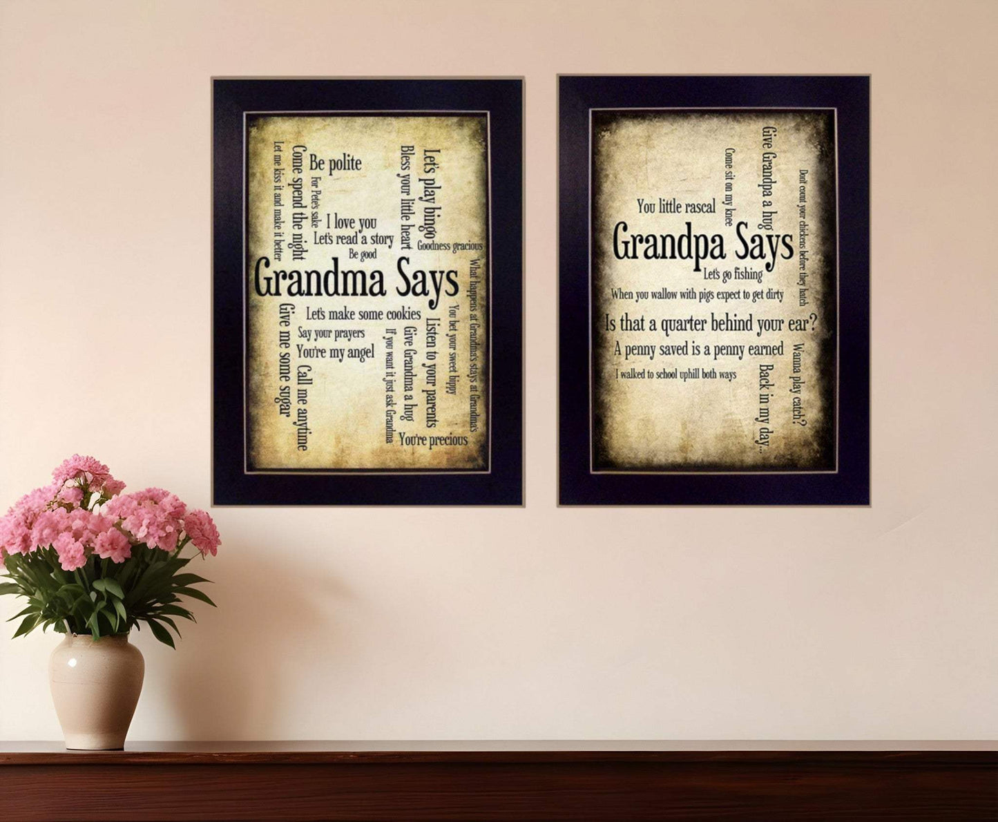 Set Of Two Grandparents Black Framed Print Wall Art - Homeroots - Flyclothing LLC