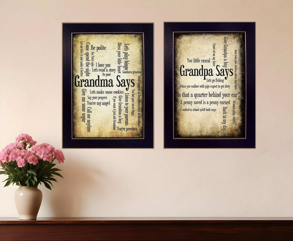 Set Of Two Grandparents Black Framed Print Wall Art - Homeroots - Flyclothing LLC
